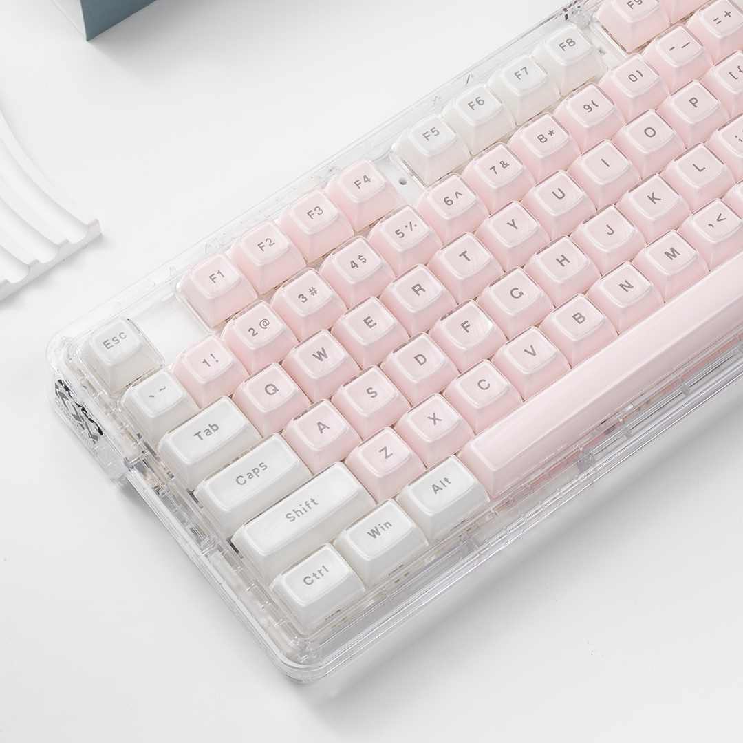 Keyboard Gaming Transparent - Teclas Transparentes de Cristal Rosa e