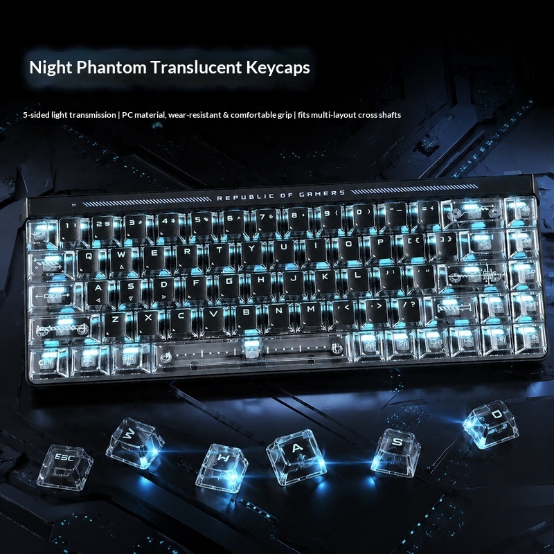 Keyboard Gaming Transparent - Teclas Retroiluminadas Transparentes, Altura OEM, Material