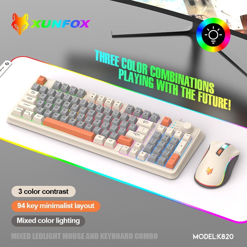 Gaming Keyboard Mouse And Headset Combo - K820 USB com fio jogo teclado