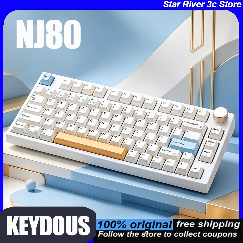Keyboard Gaming Mac - Teclado Mecânico KEYDOUS NJ80 Tri-Modo Bluetooth