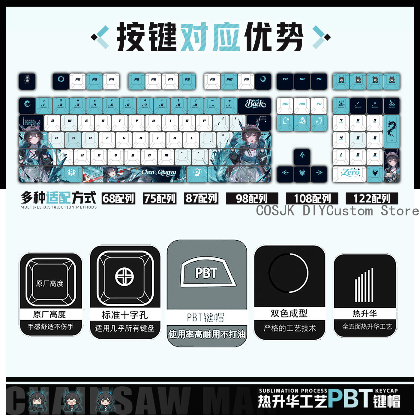 Conjunto de 122 Teclas Anime C - Gaming Keyboard Top avaliação e preço