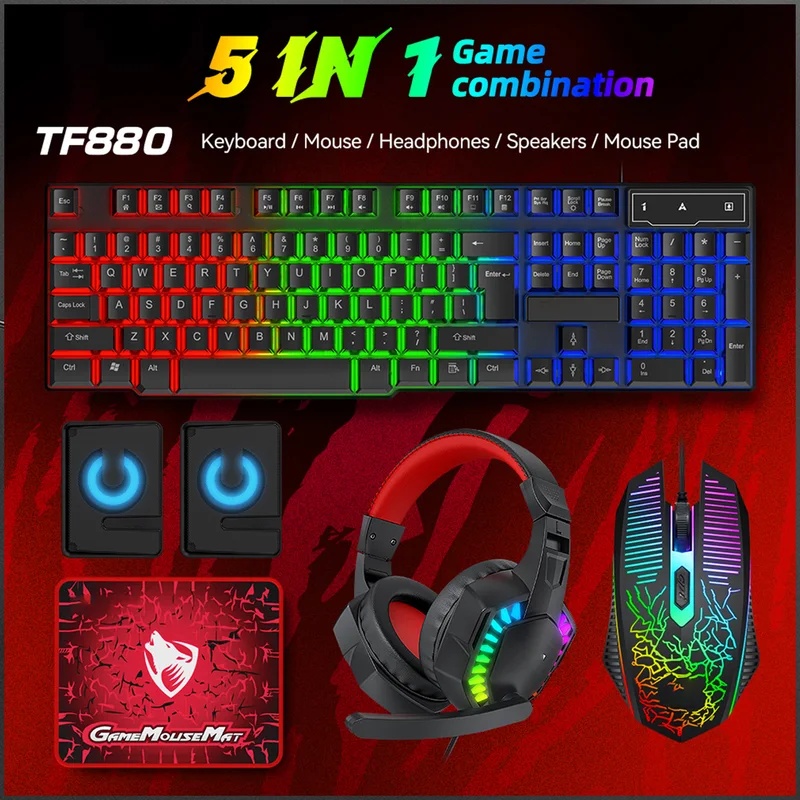 Conjunto de jogos 5 em 1: tecl - Gaming Keyboard Mouse Set avaliação e preço