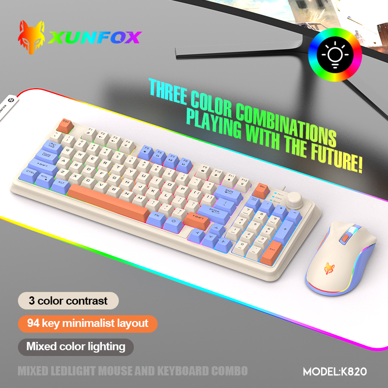 K820 USB com fio jogo teclado  - Gaming Keyboard Mouse And Headset Combo avaliação e preço